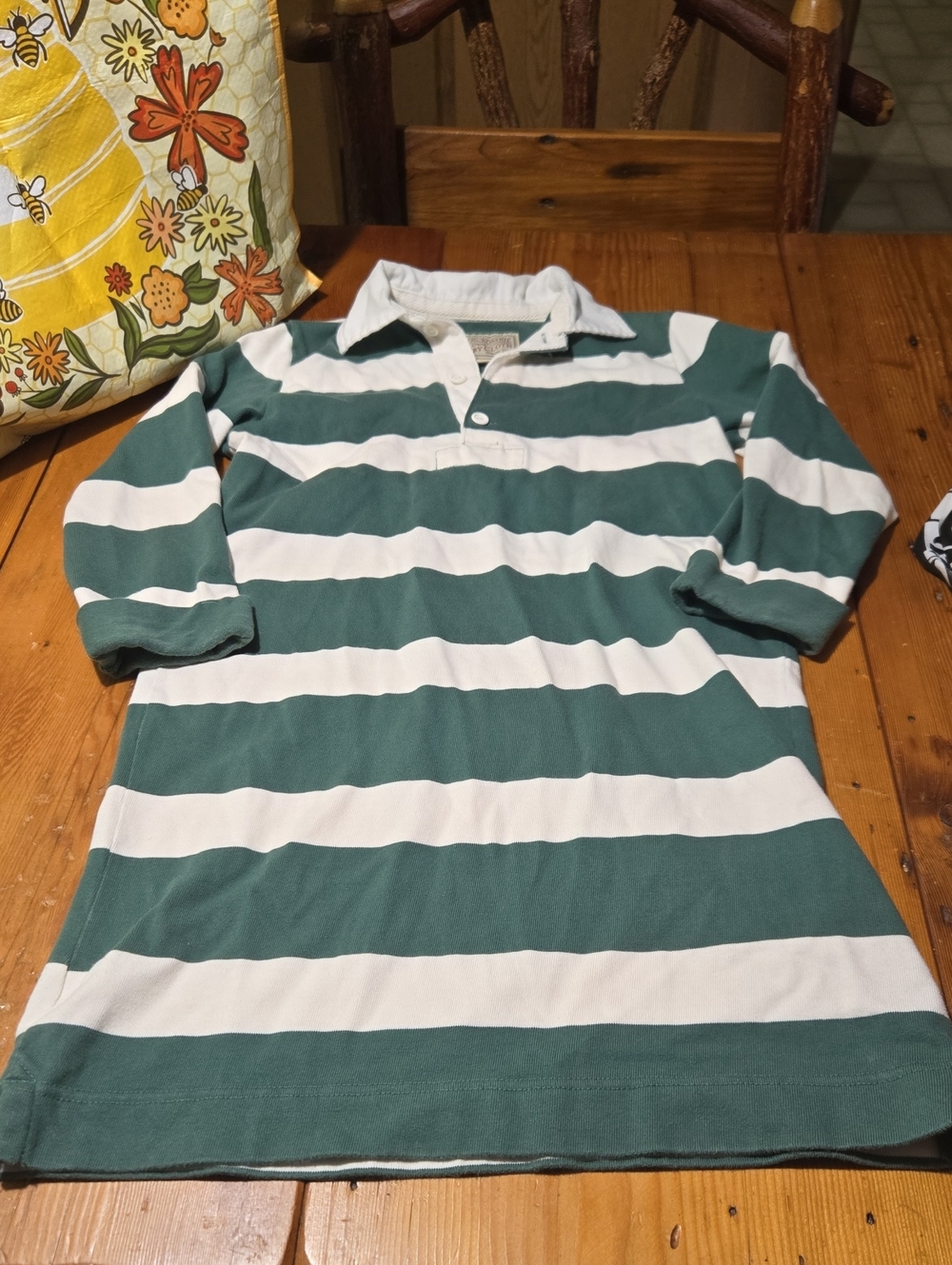 Abercrombie Thick Striped Rugby Polo Shirt Dress -Green & White Sz Xs To Die For